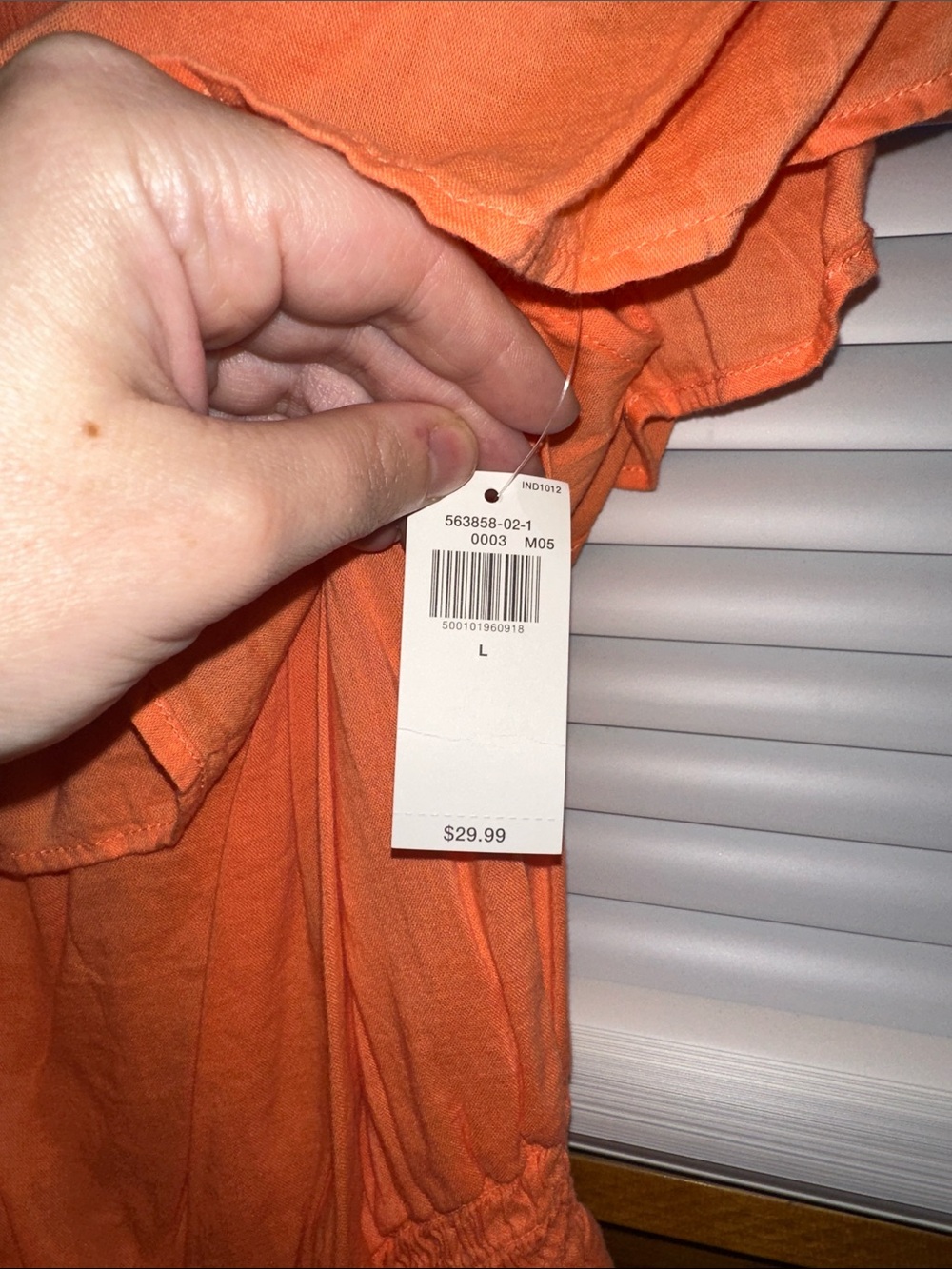 Women's Orange Ruffle Top - Picture 2 of 3